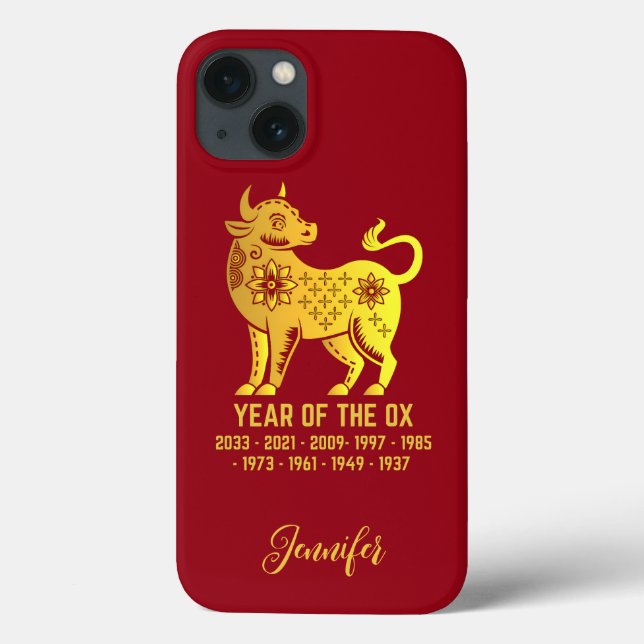 Gold Gradient Year Of The Ox Zodiac Name Red Case-Mate iPhone Case (Back)