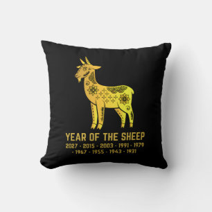 Gold Gradient Year Of The Sheep Zodiac Black Cushion