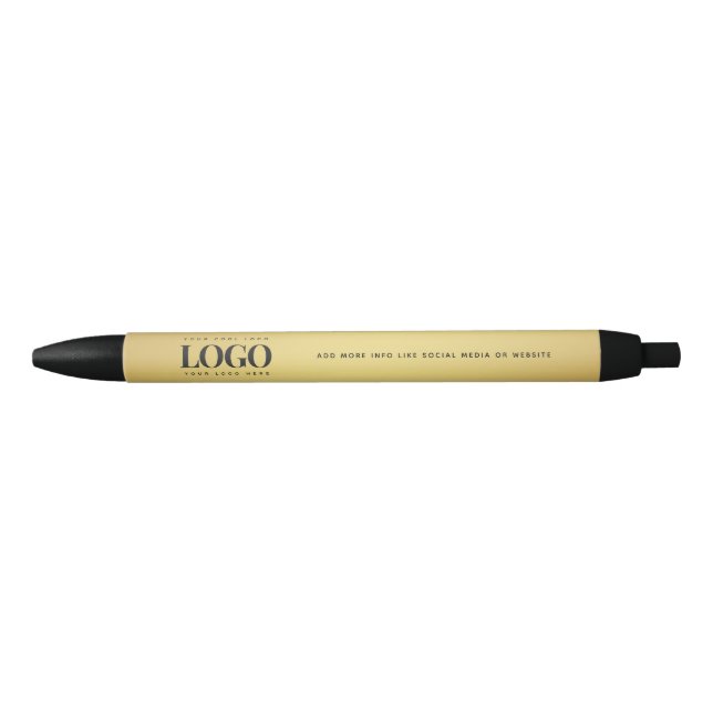 Gold Gradient Your Company Logo Business Custom Black Ink Pen (Front)