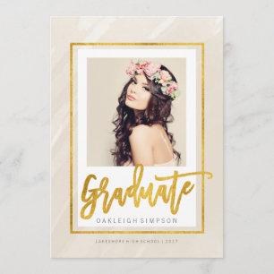 Gold Graduate Beige Watercolor Announcement