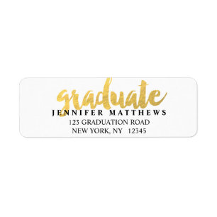 Gold Graduate Graduation Address Label