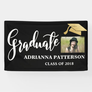 Gold Graduate Hat Handwritten Graduate Photo Banner