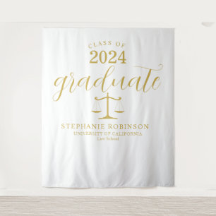 Gold Graduate Law School Graduation Backdrop Tapestry