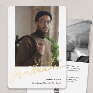 Gold graduate, modern photo graduation cards