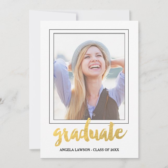 Gold Graduate Photo Frame Graduation Party Invite (Front)