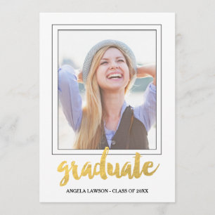 Gold Graduate Photo Frame Graduation Party Invite