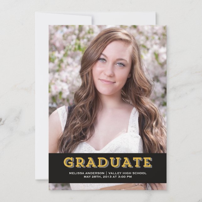 Gold Graduate Senior Portrait Invitation (Front)