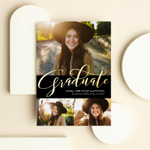 Gold Graduate three photo black graduation