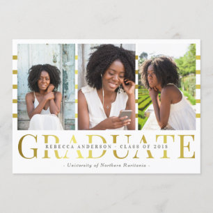 Gold Graduate Trendy Photo Graduation Announcement