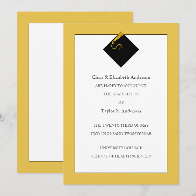Gold Graduation Announcement (Front/Back)