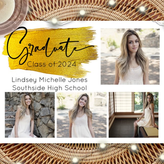 Gold Graduation Announcement & Party Invitation (Creator Uploaded)