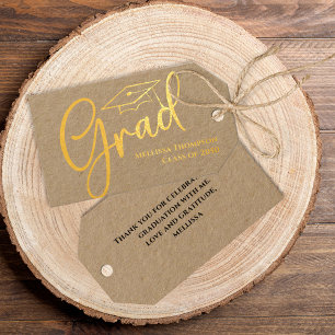 Gold Graduation Calligraphy Script Custom Gift Tags