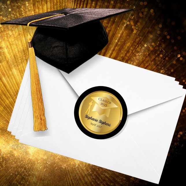 Gold Graduation Cap on Gold Gradient | Black Seal (Creator Uploaded)