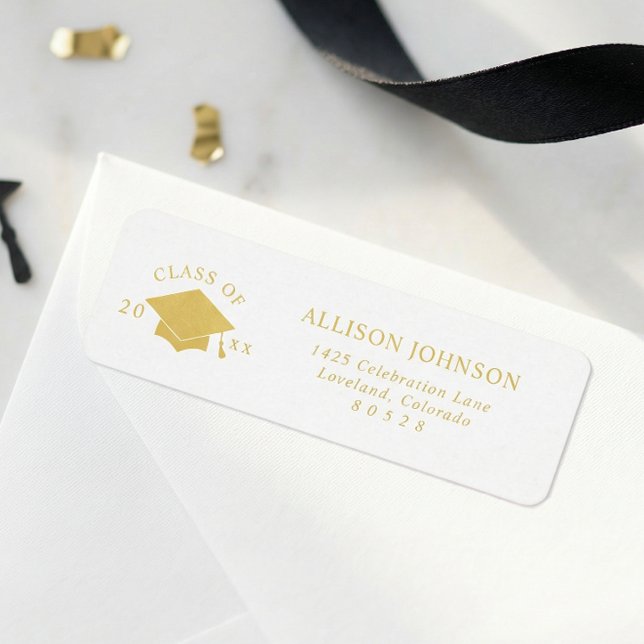 Gold Graduation Cap Return Address (Creator Uploaded)