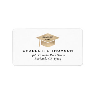 Gold Graduation Cap Tassel Modern Label