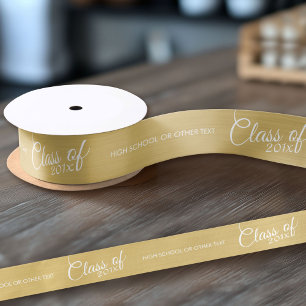 Gold Graduation Class of with Custom Year School Satin Ribbon