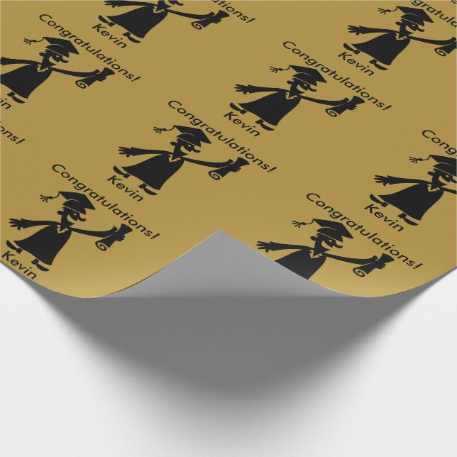 Gold Graduation - Congratulations Wrapping Paper (Corner)