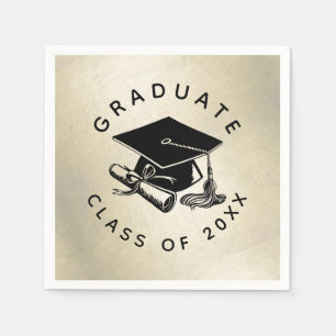 Gold Graduation Grad Cap Diploma Class of 2023 Napkin