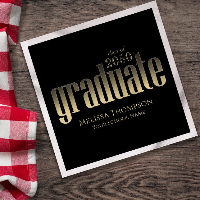 Gold Graduation Party Custom Cocktail Napkin (Gold Graduation Cocktail napkin)