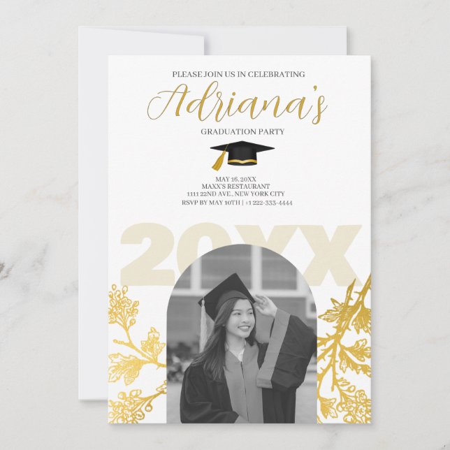 Gold Graduation Party Invitation (Front)
