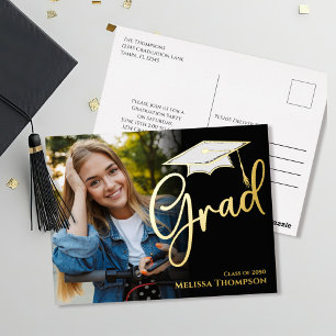Gold Graduation Photo Invitation Template