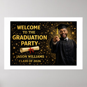 Gold Graduation Poster 2026   Elegant Black & Gold