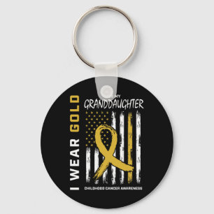 Gold Granddaughter Childhood Cancer Awareness Amer Key Ring