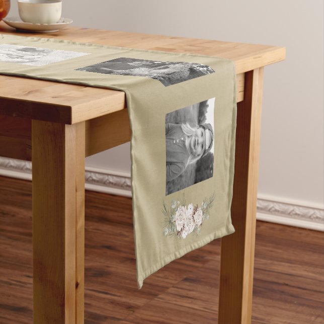 Gold Grandma's Best Gifts Ever Collage Photo Pine Medium Table Runner (In Situ)