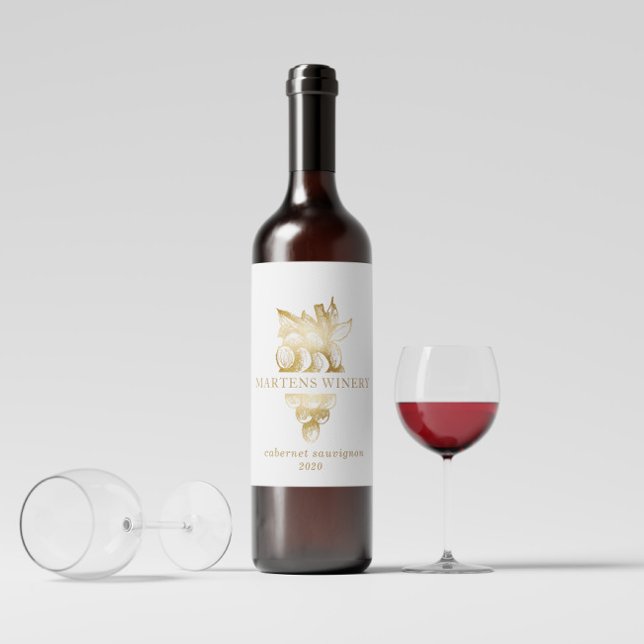 Gold Grapes Winery Wine Business Wine Label (Creator Uploaded)