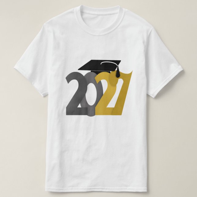 Gold Gray Class of 2027 Graduation T-Shirt (Design Front)