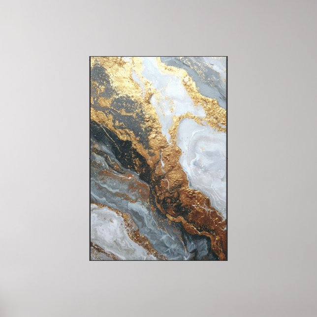 Gold & Gray Marble – Abstract wall Art  (Front)