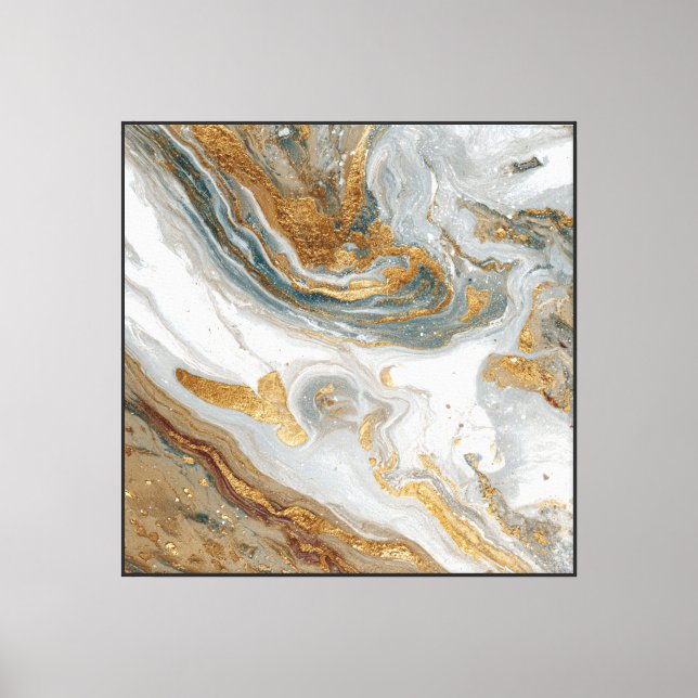 Gold & Gray Marble Flow – Abstract Wall Art (Front)