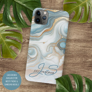 Gold Gray Teal Blue Marble Art Pattern Case-Mate iPhone Case