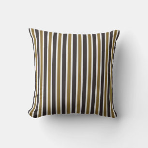gold, gray thunder and white stripes cushion