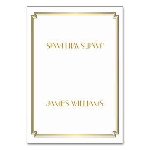 Gold Great Gatsby Art Deco White Place Cards