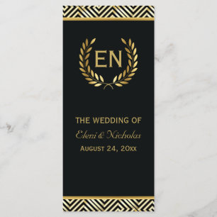 Gold Greek key & laurel wreath wedding program Programme