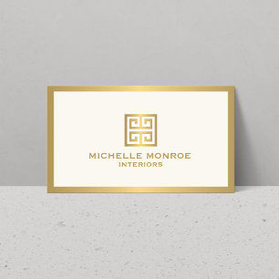 Gold Greek Key on Ivory Interior Designer Business Card