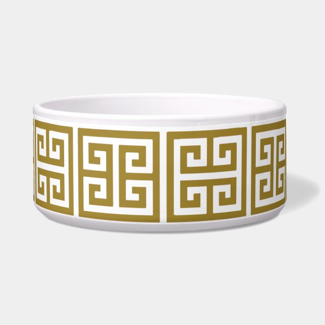 Gold Greek Key Pet Bowl (Front)