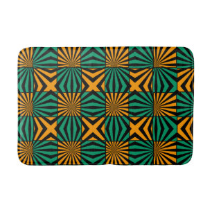 Gold Green Abstract Pattern Modern Bath Mat
