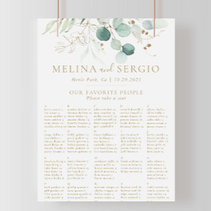 Gold Green Alphabetical Wedding Seating Chart