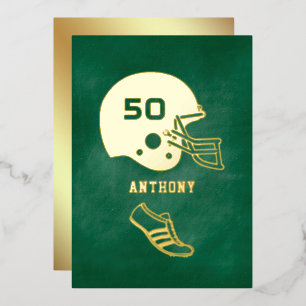 Gold & Green American Football Birthday Chalkboard