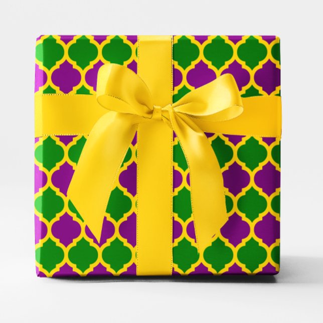 Gold Green and Purple Mardi Gras Quatrefoil Wrapping Paper (Gold Green and Purple Mardi Gras Quatrefoil Wrapping Paper)