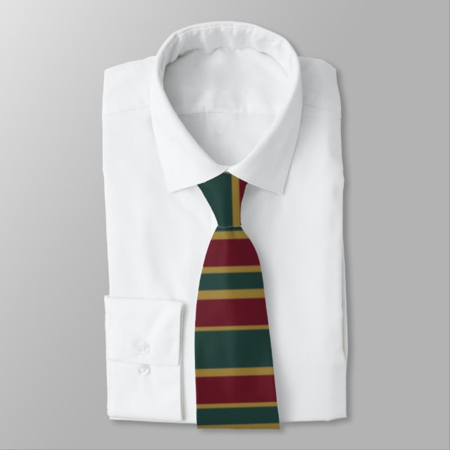 Gold Green And Red Christmas Candy Stripes Tie (Tied)