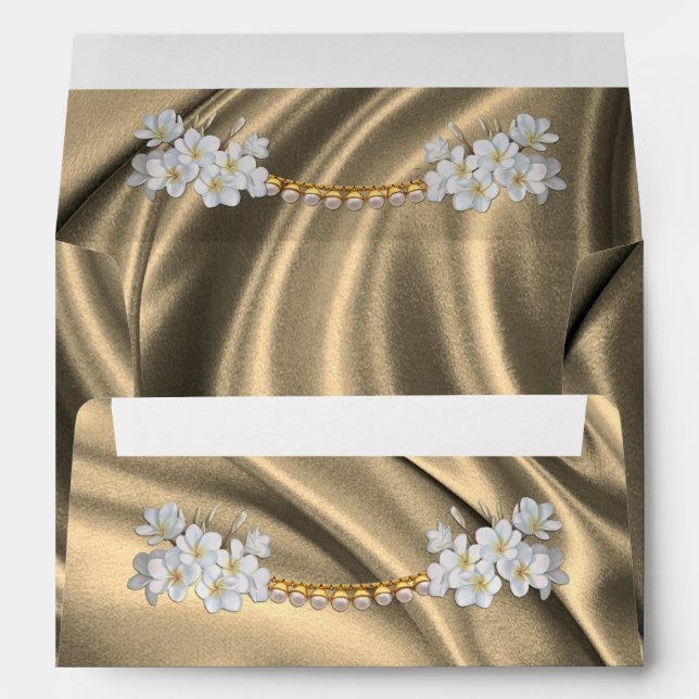 Gold,Green,Blue,Ivory Silk & Pea Wedding Envelopes (Back (Bottom))