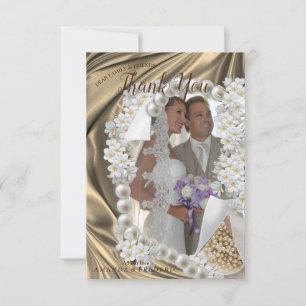 Gold,Green,Blue,ivory Silk &WeddingThank You Card