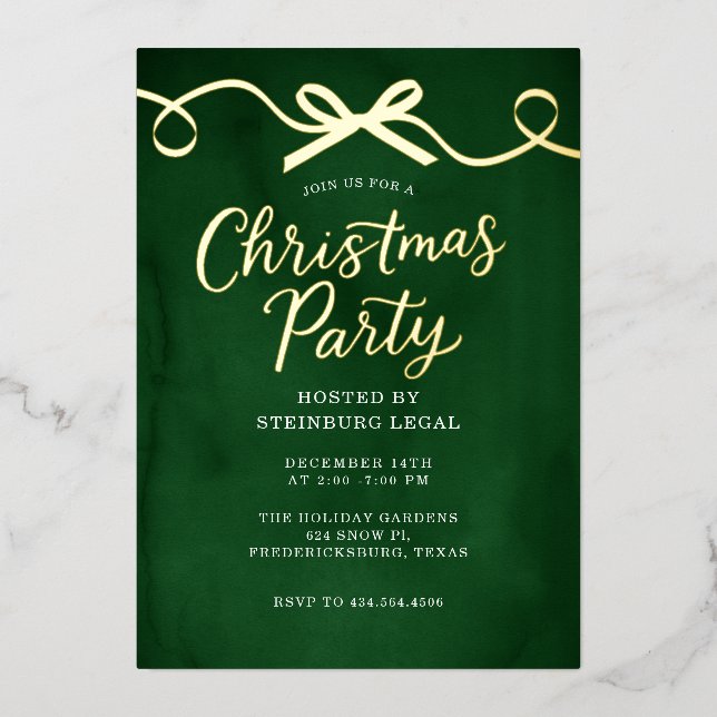 Gold Green Bow Office Corporate Christmas Party  (Front)