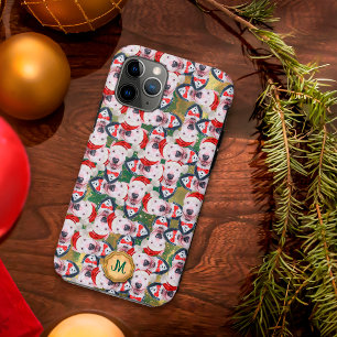 Gold Green Bull Terrier Cute Dog Christmas Case-Mate iPhone Case