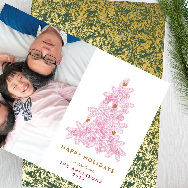 Gold & Green Christmas Pine Needles Photo Back (Creator Uploaded)