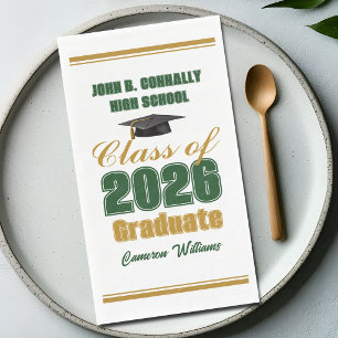 Gold Green Class of 2026 Graduation Party Napkin