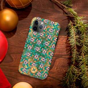 Gold Green Corgi Cute Dog Christmas Case-Mate iPhone Case